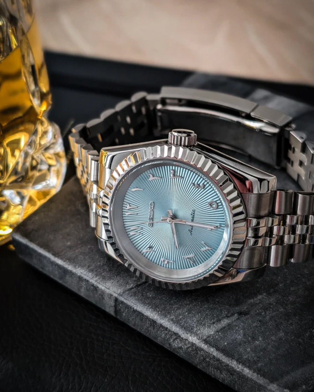 SEIJUST FLUTED ARABIC ICE BLUE-AURO CUSTOM WATCHES