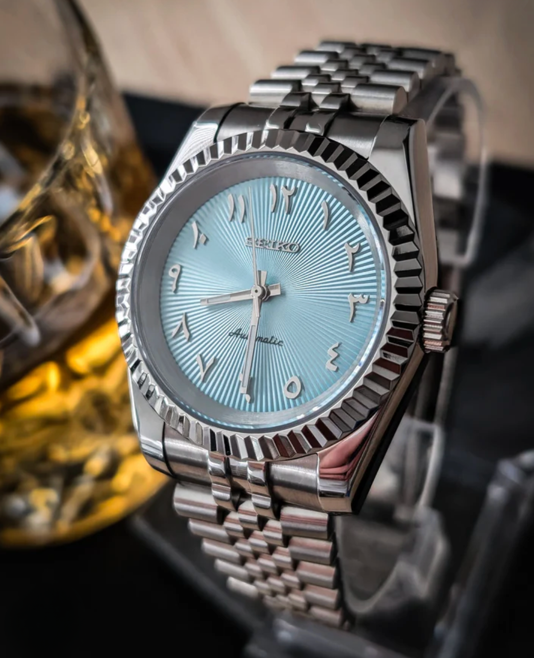 SEIJUST FLUTED ARABIC ICE BLUE-AURO CUSTOM WATCHES
