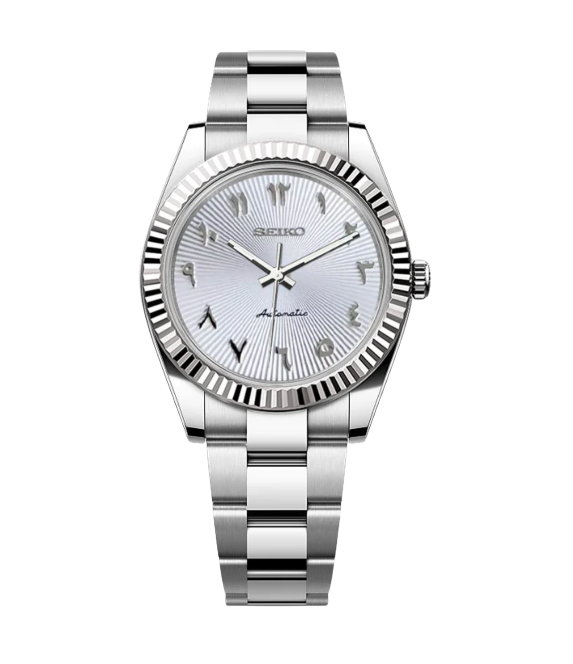 SEIJUST FLUTED ARABIC WHITE-AURO CUSTOM WATCHES