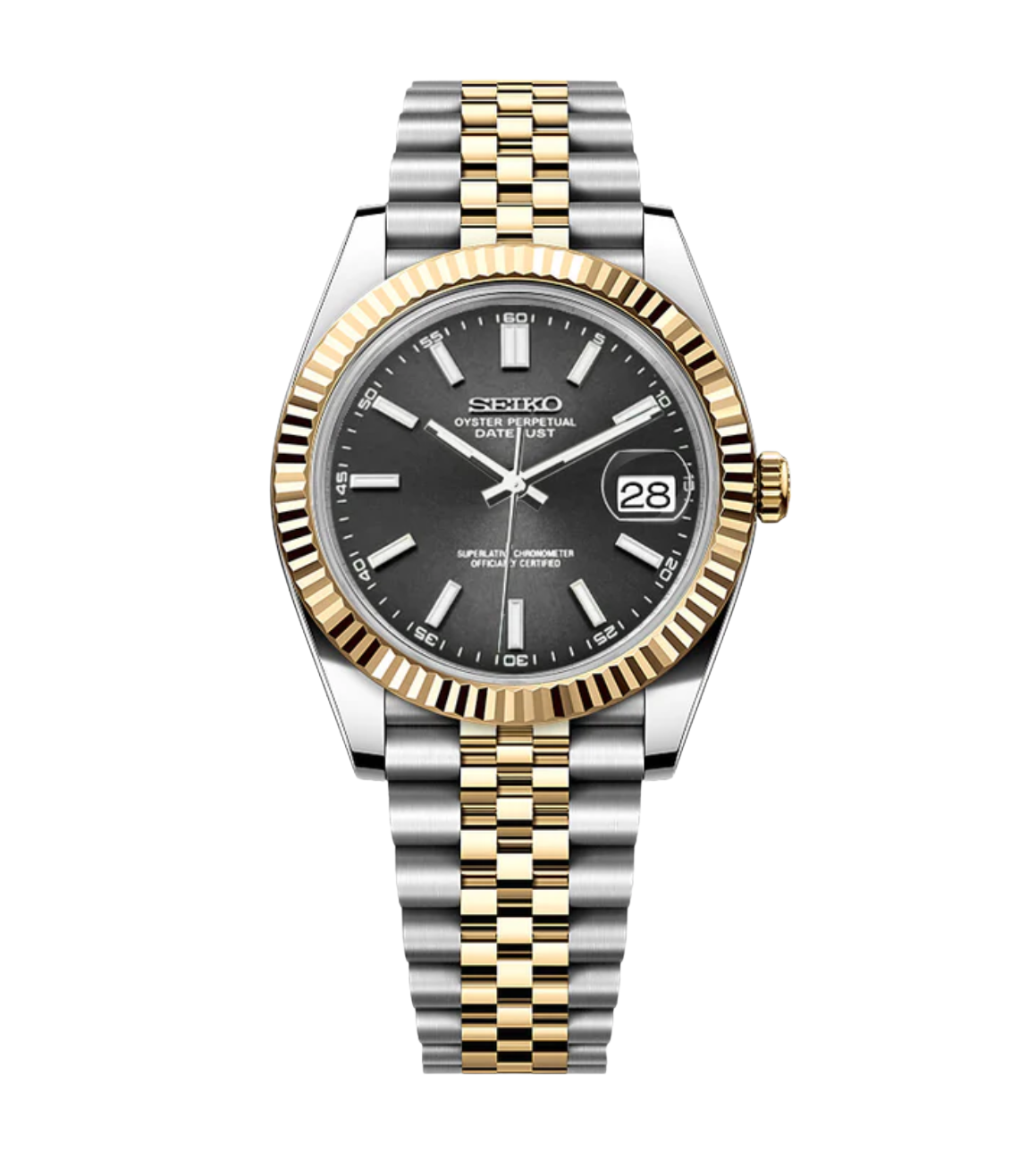 SEIJUST FLUTED TWOTONE CLASSIC BLACK-AURO CUSTOM WATCHES