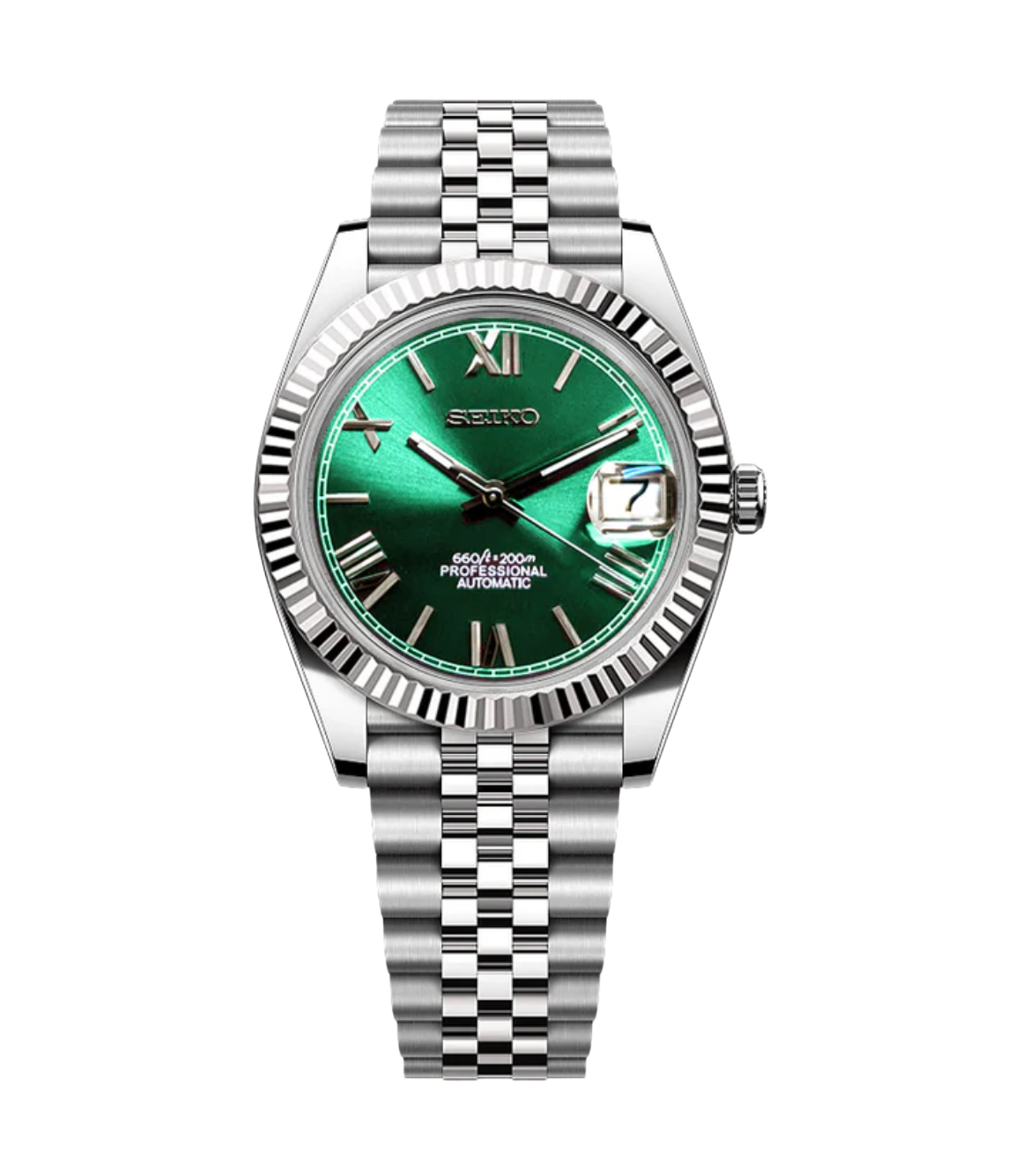 SEIJUST FLUTED ROMAN GREEN-AURO CUSTOM WATCHES