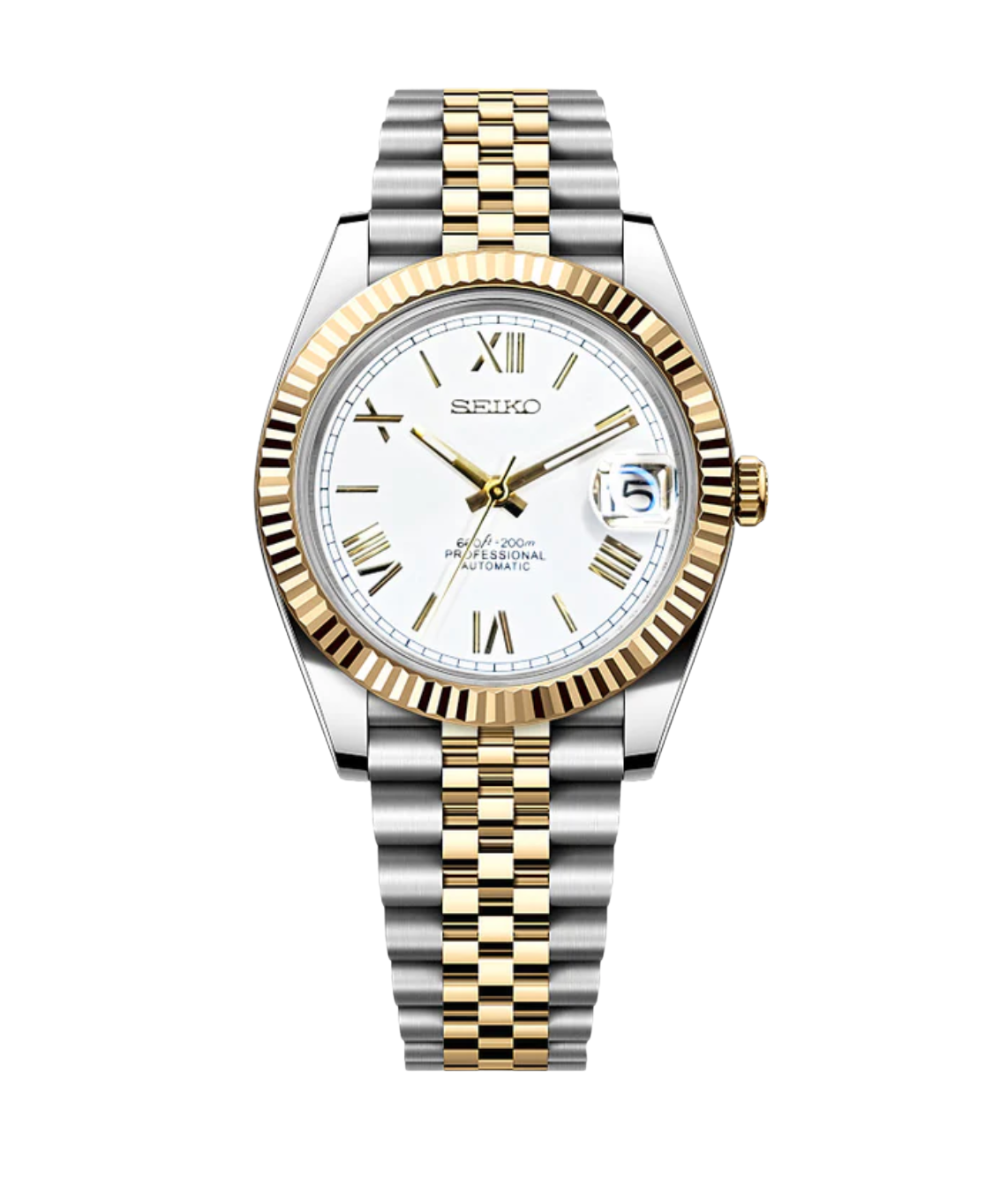 SEIJUST FLUTED TWOTONE WHITE ROMAN-AURO CUSTOM WATCHES