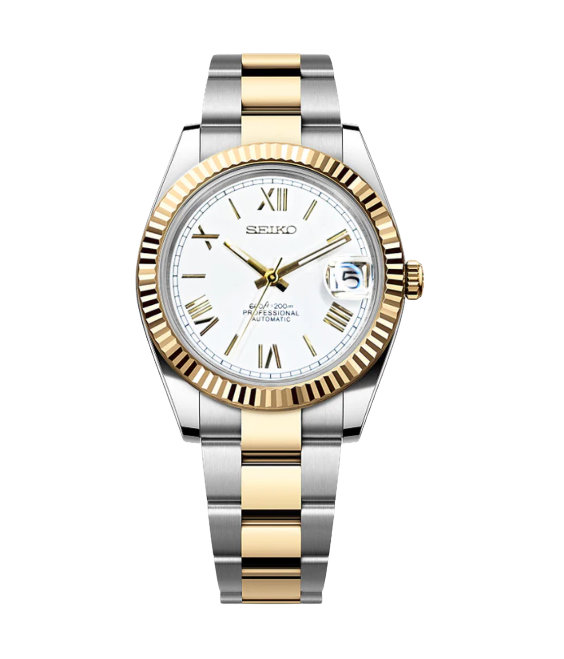 SEIJUST FLUTED TWOTONE WHITE ROMAN-AURO CUSTOM WATCHES