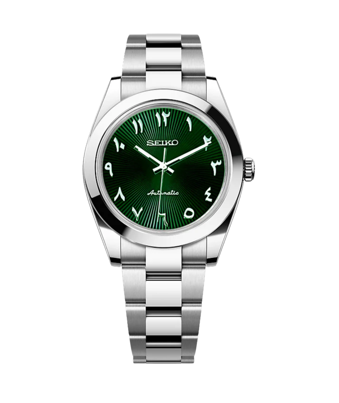 SEIJUST FLUTED ARABIC GREEN-AURO CUSTOM WATCHES