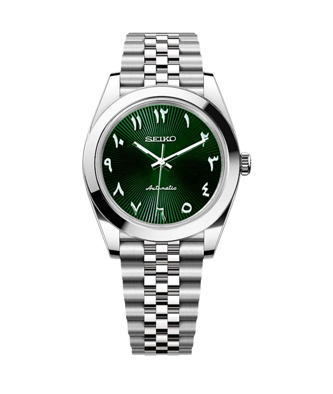 SEIJUST FLUTED ARABIC GREEN-AURO CUSTOM WATCHES